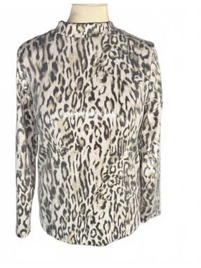 Chico's Sequin Leopard Print Long Sleeve Top sz 0
